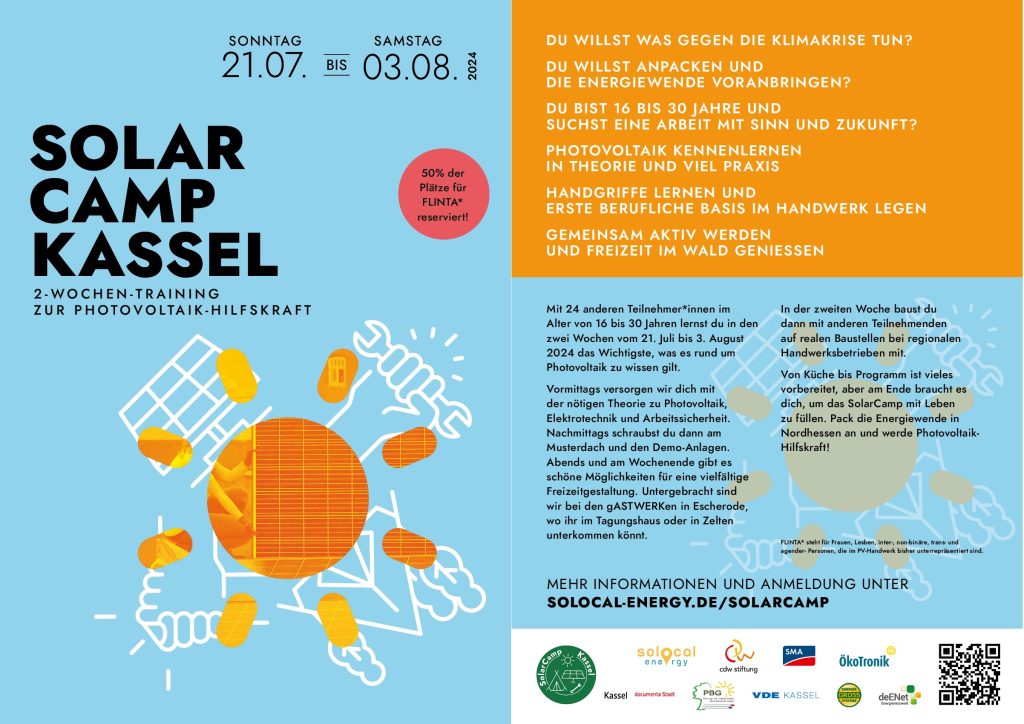 Flyer zum SolarCamp Kassel 2024