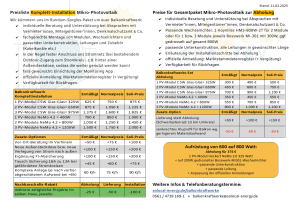 Preisliste für Balkonkraftwerke inkl. Zusatzoptionen bei SoLocal Energy